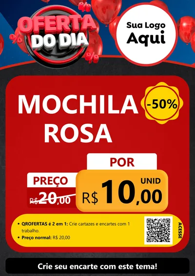 Modelo de Cartaz para Cartaz A4 Vertical com o tema Oferta do Dia para Papelaria