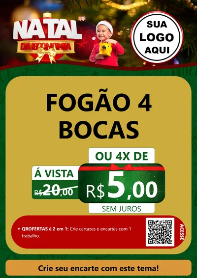 Modelo de Cartaz para Cartaz A4 Vertical com o tema Natal da Economia para Móveis e Eletro