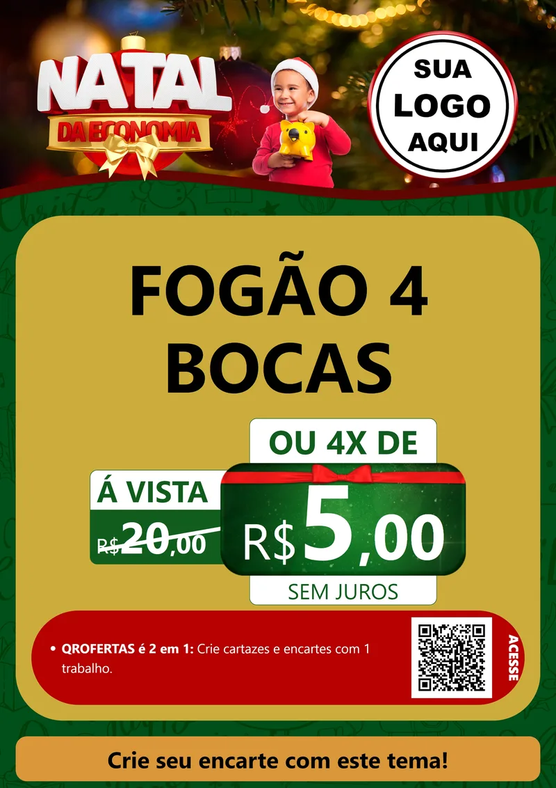Modelo de Cartaz para Cartaz A4 Vertical com o tema Natal da Economia para Móveis e Eletro