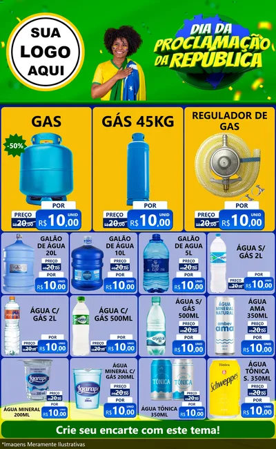 Modelo de Encarte para Encarte Grande com o tema Dia Da Proclamação Da República para Água e gás