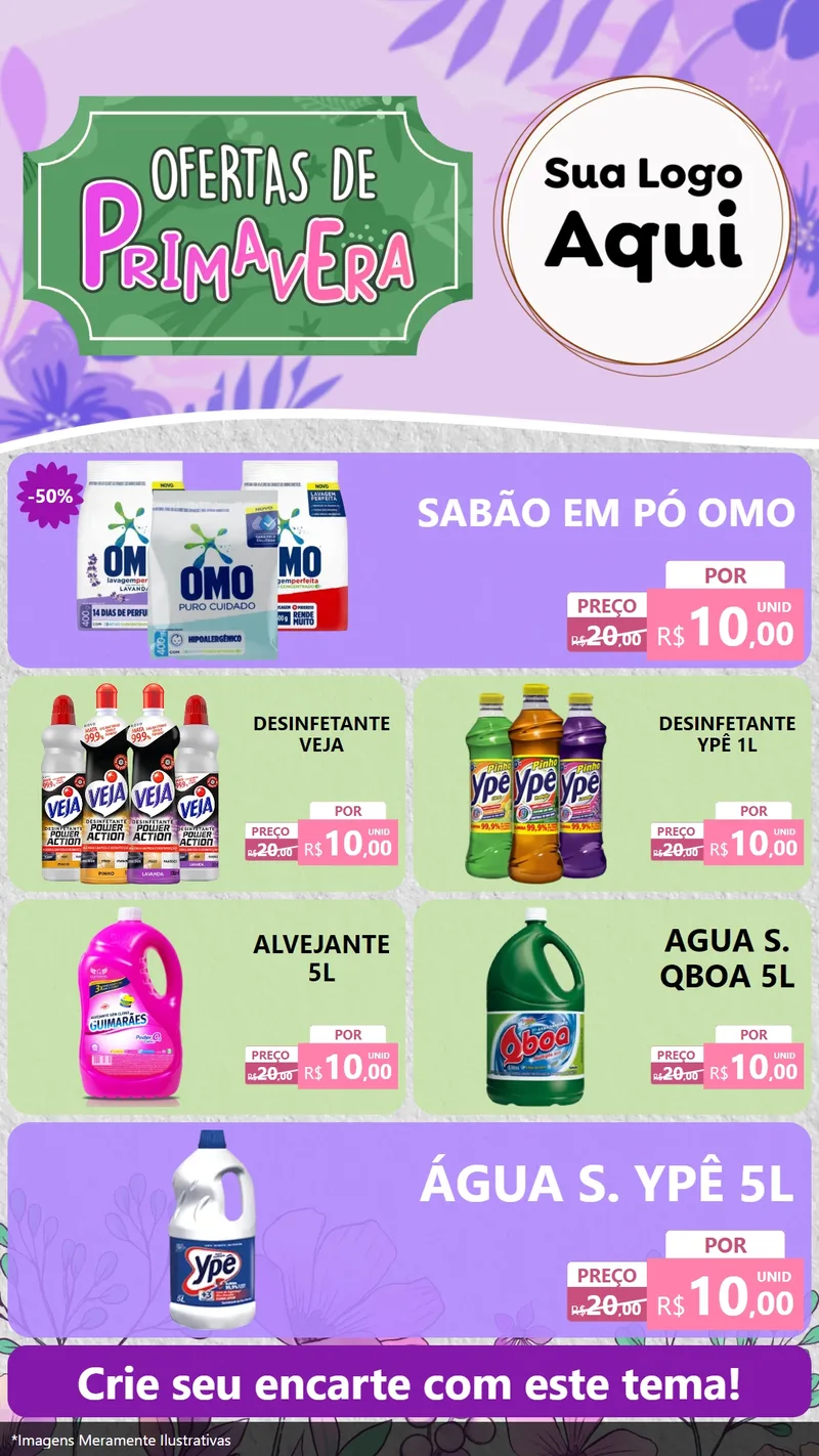 Modelo de TV para TV Vertical com o tema Ofertas de Primavera para Produtos de Limpeza