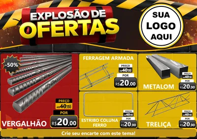Modelo de Encarte para Encarte A4 Horizontal com o tema Explosão de Ofertas para Ferragens
