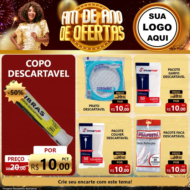 Modelo de Rede Social para Feed Facebook com o tema Fim de Ano de Ofertas para Embalagens