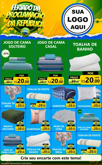 Modelo de Encarte para Encarte Grande com o tema Feriado da Proclamação da República para Cama, Mesa e Banho