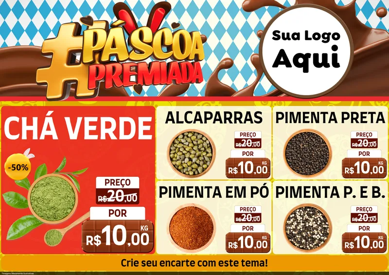 Modelo de Encarte para Encarte A4 Horizontal com o tema Páscoa Premiada para Produtos Naturais