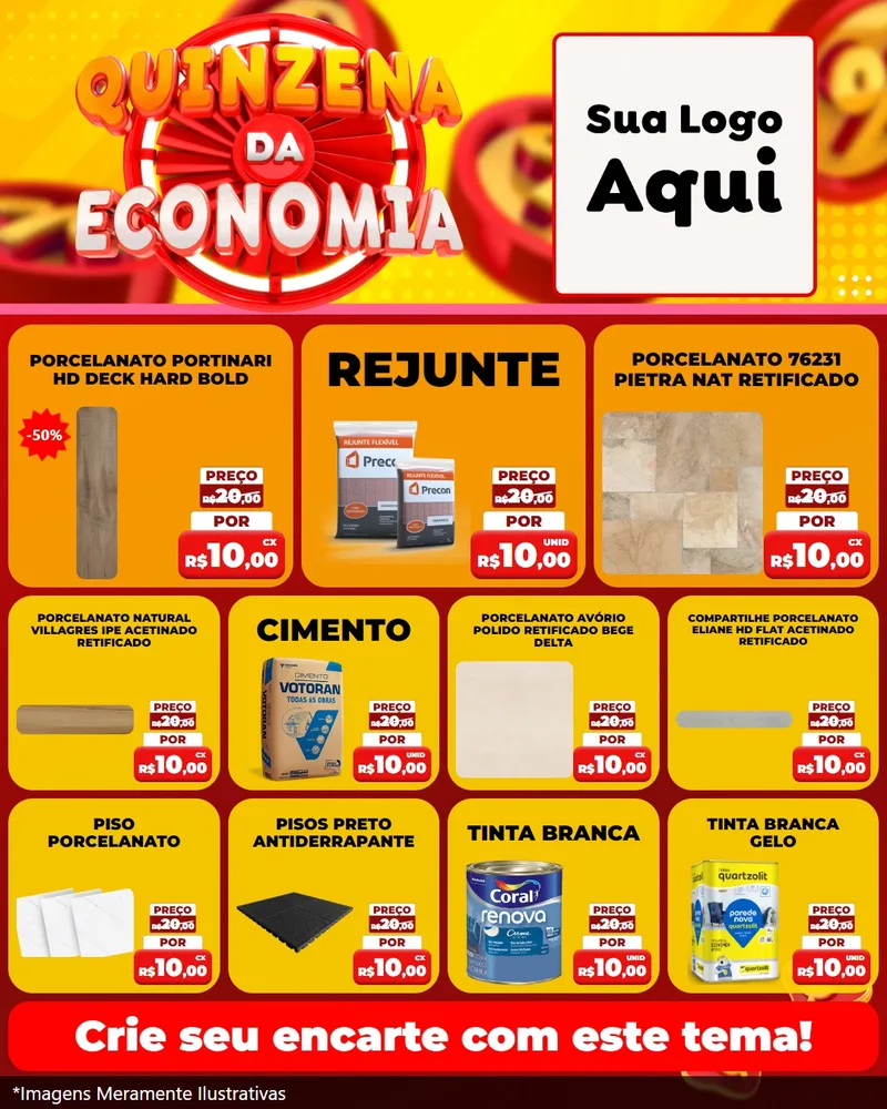 Modelo de Rede Social para Feed Instagram com o tema Quinzena Da Economia para Pisos e revestimentos