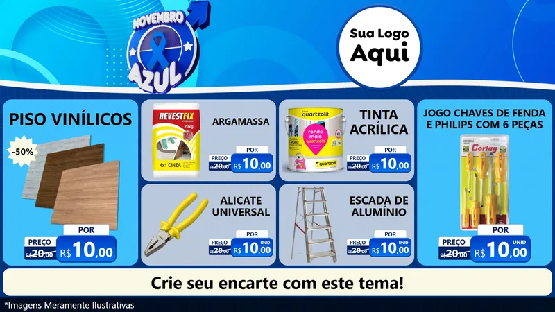Modelo de TV para TV Horizontal com o tema Novembro Azul para Material para Construção