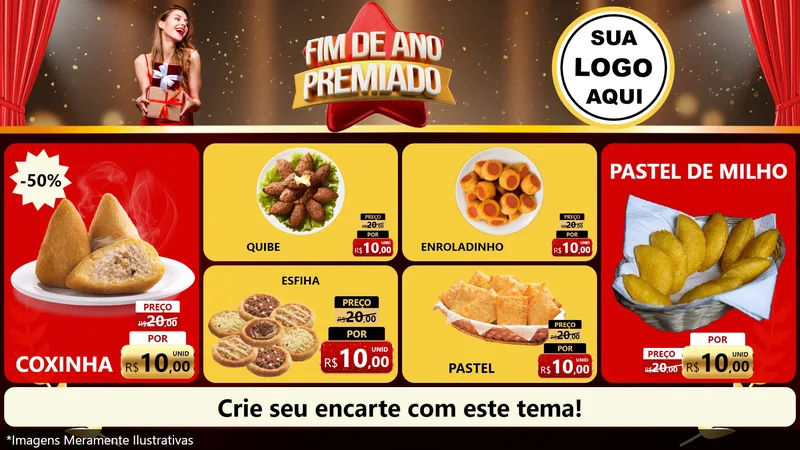 Modelo de TV para TV Horizontal com o tema Fim de Ano Premiado para Salgadaria