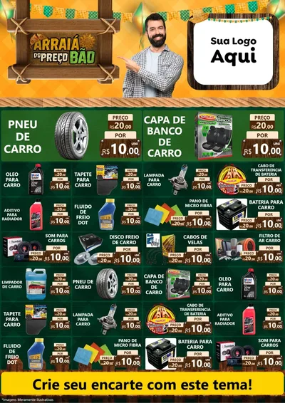 Modelo de Encarte para Encarte A4 Vertical com o tema Arraiá do preço bão para Auto peças