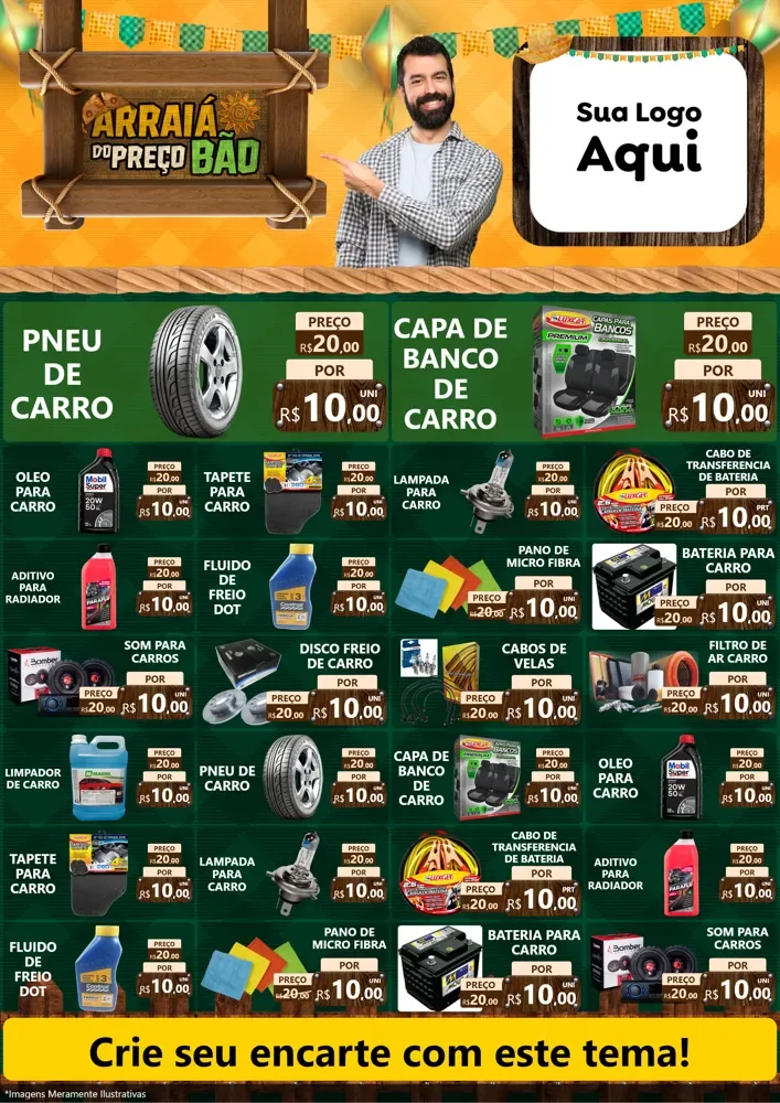 Modelo de Encarte para Encarte A4 Vertical com o tema Arraiá do preço bão para Auto peças