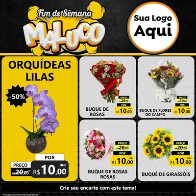 Modelo de Rede Social para Feed Facebook com o tema Fim de Semana Maluco para Floricultura e jardim