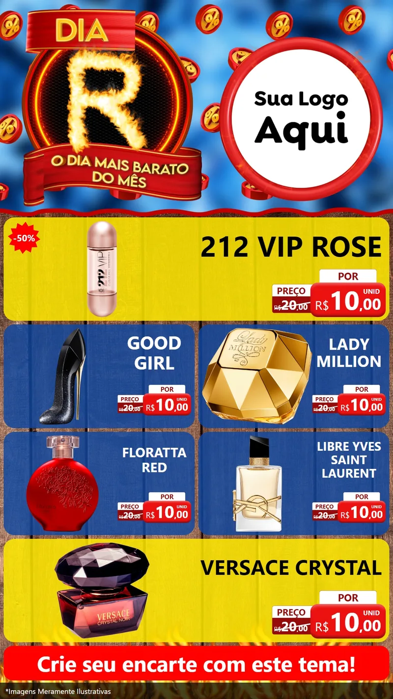 Modelo de TV para TV Vertical com o tema Dia R - O Dia Mais Barato Do Mês para Perfumes