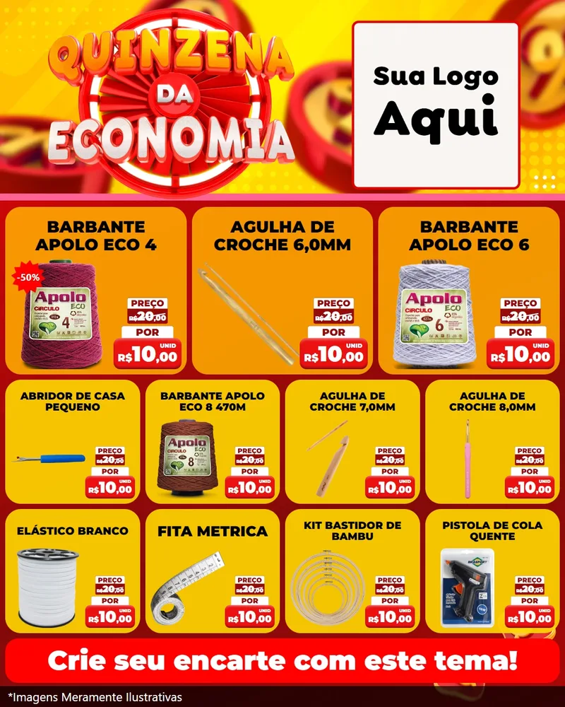 Modelo de Rede Social para Feed Instagram com o tema Quinzena Da Economia para Armarinho e Aviamentos