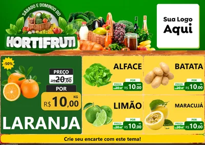 Modelo de Encarte para Encarte A4 Horizontal com o tema Sábado e Domingo do Hortifruti para Hortifrúti