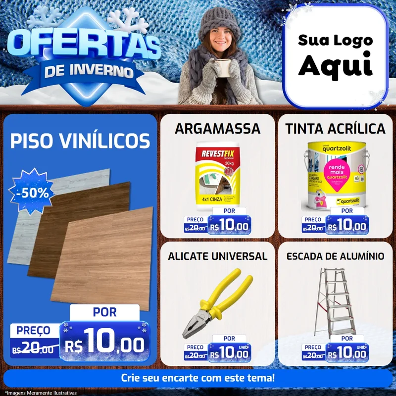 Modelo de Rede Social para Feed Facebook com o tema Ofertas de Inverno para Material para Construção