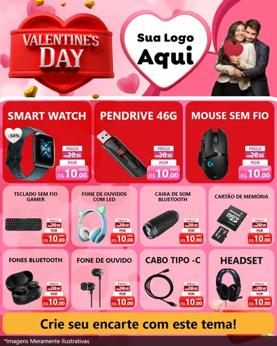 Modelo de Rede Social para Feed Instagram com o tema Valentine's Day para Informática