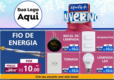 Modelo de Encarte para Encarte A4 Horizontal com o tema Ofertas de Inverno para Materiais Elétricos