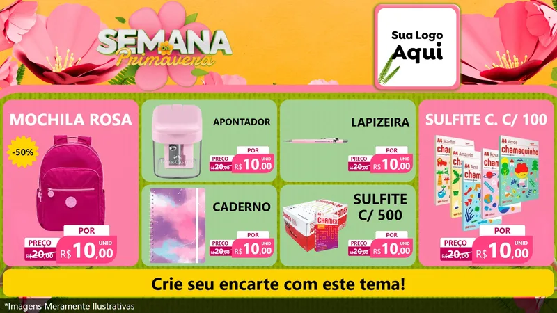 Modelo de TV para TV Horizontal com o tema Semana da Primavera para Papelaria