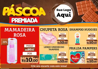 Modelo de Encarte para Encarte A4 Horizontal com o tema Páscoa Premiada para Bebês