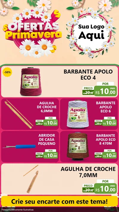 Modelo de TV para TV Vertical com o tema Ofertas de Primavera para Armarinho e Aviamentos