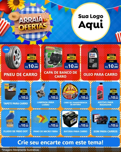 Modelo de Rede Social para Feed Instagram com o tema Arraiá de Ofertas para Auto peças