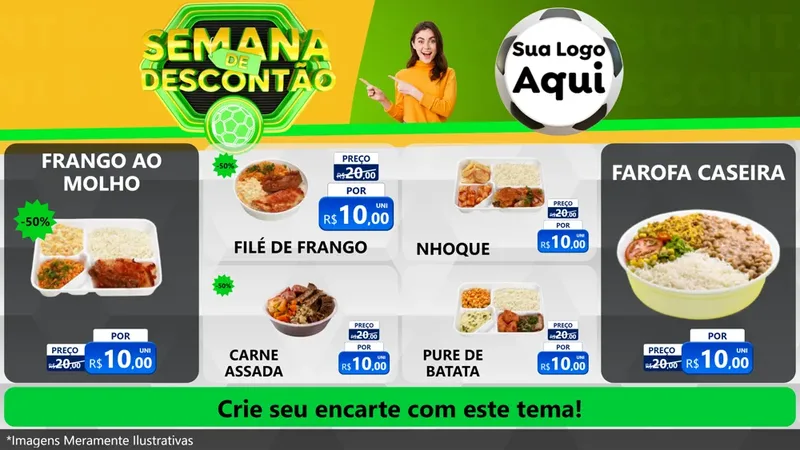 Modelo de TV para TV Horizontal com o tema Semana de Descontão - Copa para Restaurante