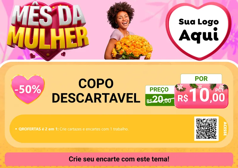 Modelo de Cartaz para Cartaz A4 Horizontal com o tema Mês da Mulher para Embalagens