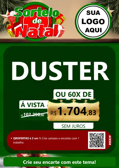 Modelo de Cartaz para Cartaz A4 Vertical com o tema Sorteio de Natal para Concessionaria de Carros