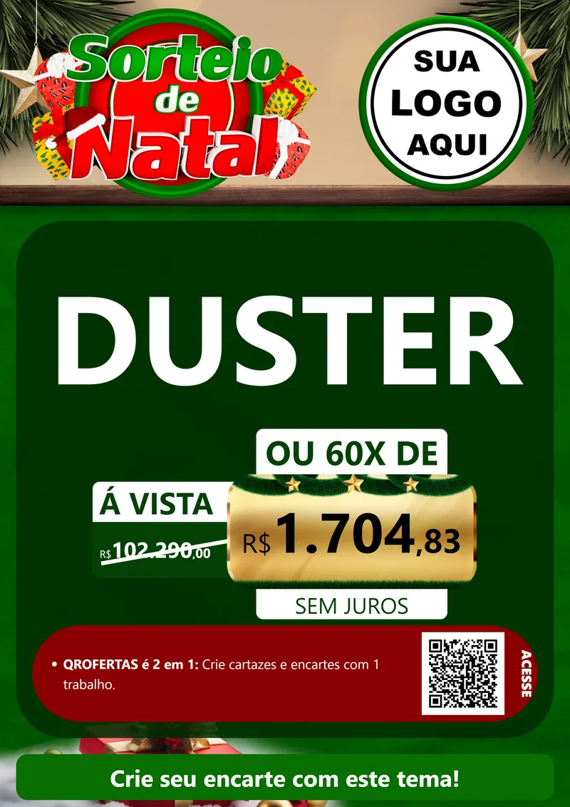 Modelo de Cartaz para Cartaz A4 Vertical com o tema Sorteio de Natal para Concessionaria de Carros