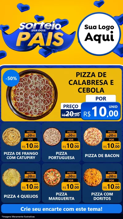 Modelo de Rede Social para Stories com o tema Sorteio Dia dos Pais para Pizzaria