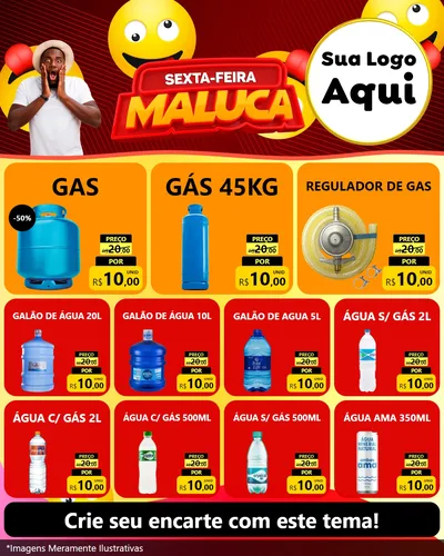 Modelo de Rede Social para Feed Instagram com o tema Sexta-feira Maluca para Água e gás