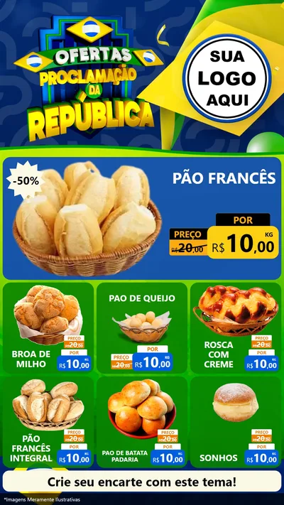 Modelo de Rede Social para Stories com o tema Ofertas Proclamação da República para Padaria