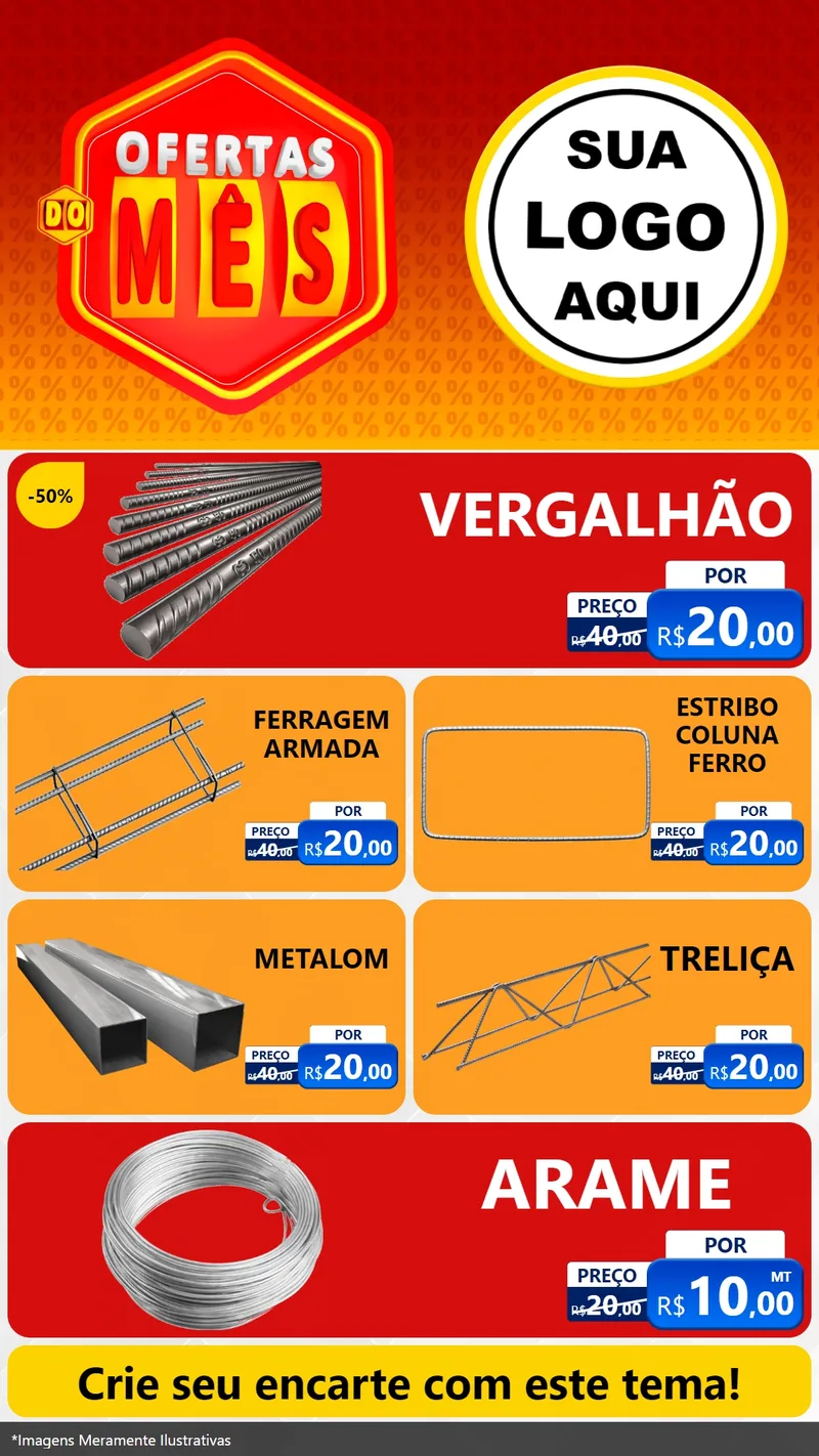 Modelo de TV para TV Vertical com o tema Ofertas do Mês para Ferragens