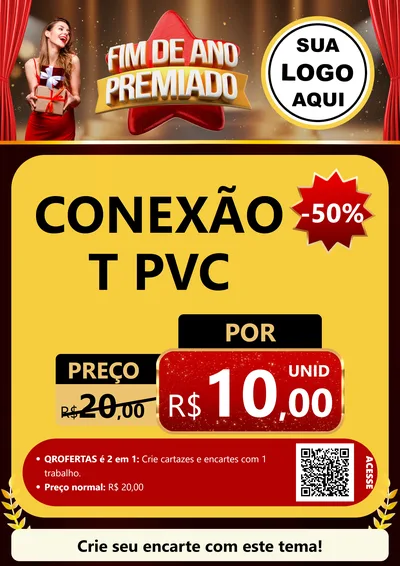 Modelo de Cartaz para Cartaz A4 Vertical com o tema Fim de Ano Premiado para Tubos e conexões