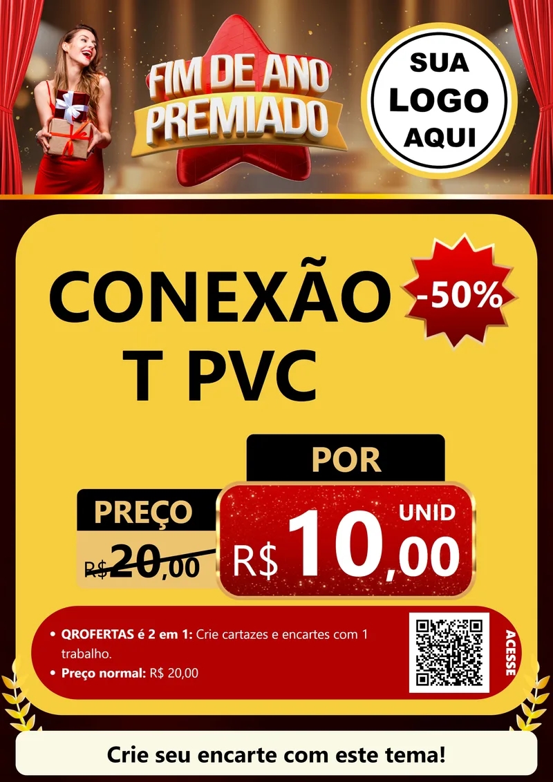 Modelo de Cartaz para Cartaz A4 Vertical com o tema Fim de Ano Premiado para Tubos e conexões