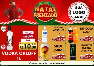 Modelo de Encarte para Encarte A4 Horizontal com o tema Natal Premiado para Distribuidora de bebidas