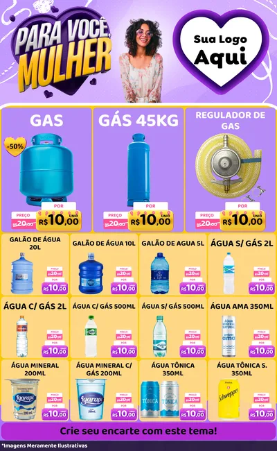 Modelo de Encarte para Encarte Grande com o tema Para Você, Mulher para Água e gás