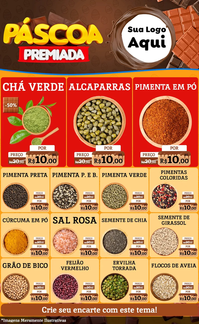 Modelo de Encarte para Encarte Grande com o tema Páscoa Premiada para Produtos Naturais