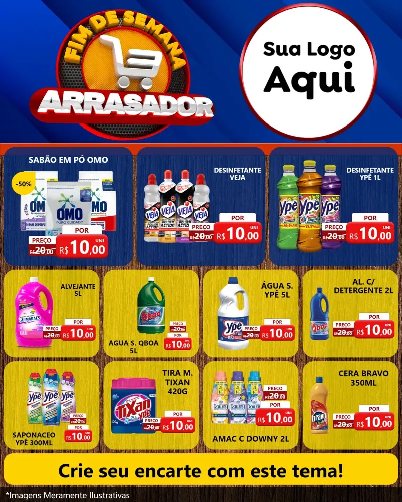 Modelo de Rede Social para Feed Instagram com o tema Fim De Semana Arrasador para Produtos de Limpeza