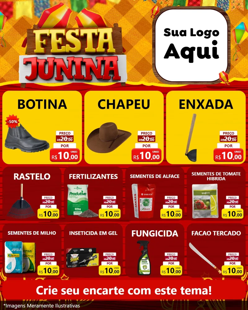 Modelo de Rede Social para Feed Instagram com o tema Festa Junina para Agropecuária