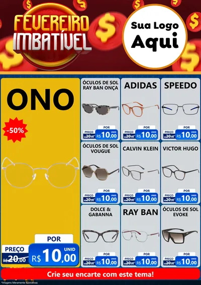 Modelo de Encarte para Encarte A4 Vertical com o tema Fevereiro Imbatível para Óticas