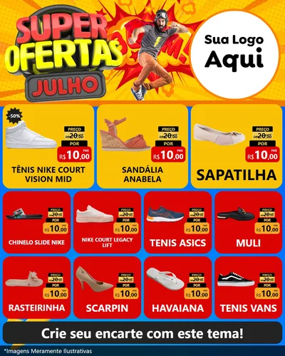 Modelo de Rede Social para Feed Instagram com o tema Super Ofertas Julho para Calçados