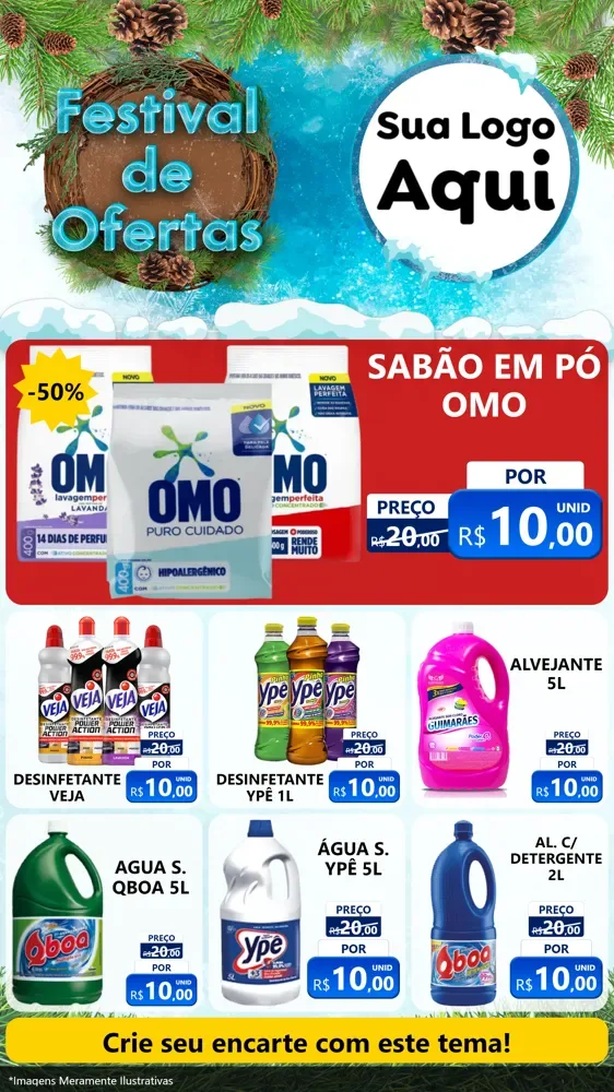 Modelo de Rede Social para Stories com o tema Festival de Ofertas - Inverno para Produtos de Limpeza