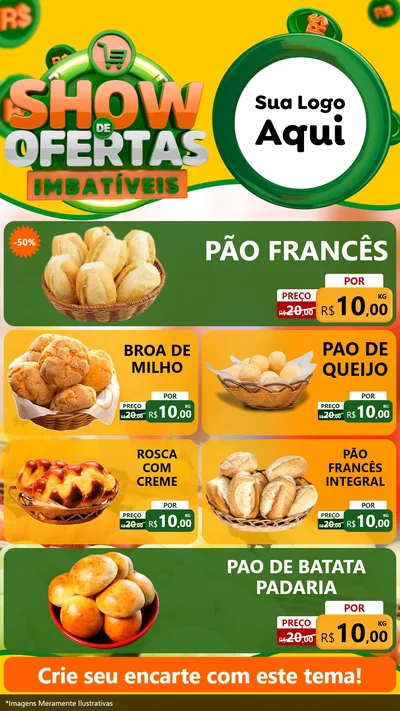 Modelo de TV para TV Vertical com o tema Show de Ofertas Imbatíveis para Padaria