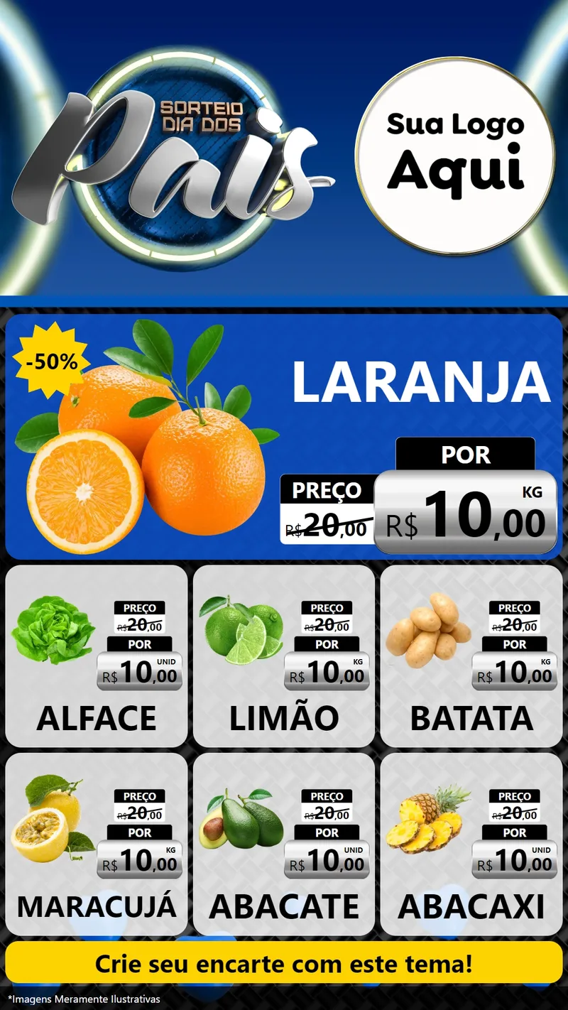 Modelo de Rede Social para Stories com o tema Sorteio Dia Dos Pais para Hortifrúti
