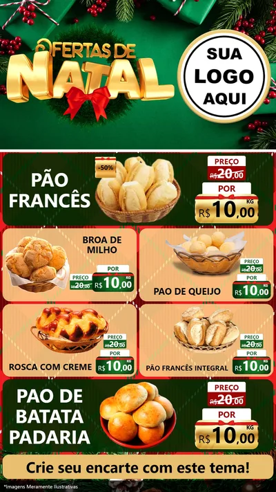 Modelo de TV para TV Vertical com o tema Ofertas de Natal para Padaria