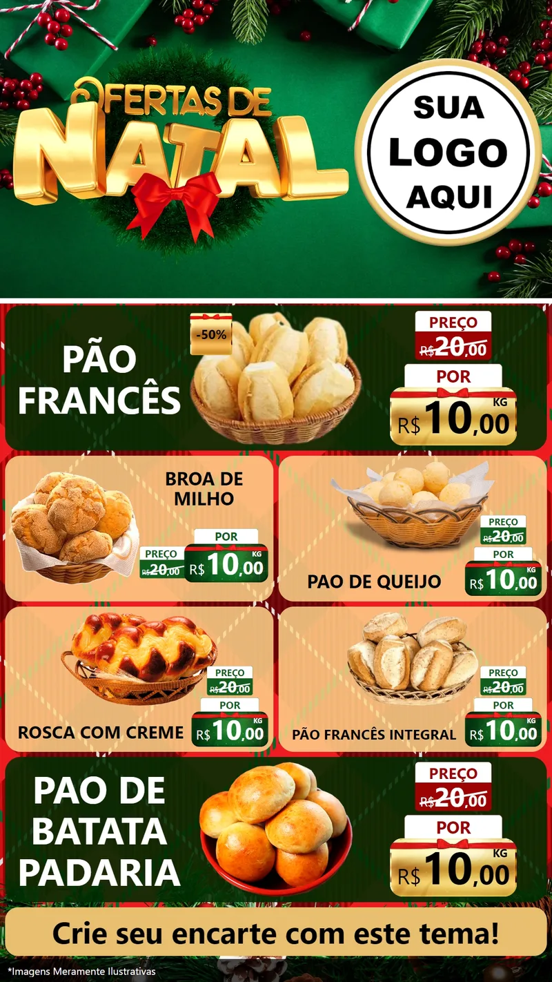 Modelo de TV para TV Vertical com o tema Ofertas de Natal para Padaria