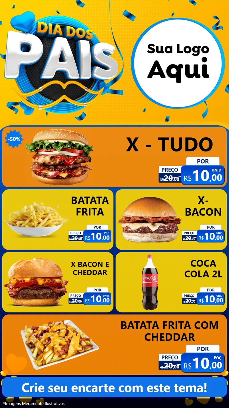 Modelo de TV para TV Vertical com o tema Dia dos Pais para Hamburgueria