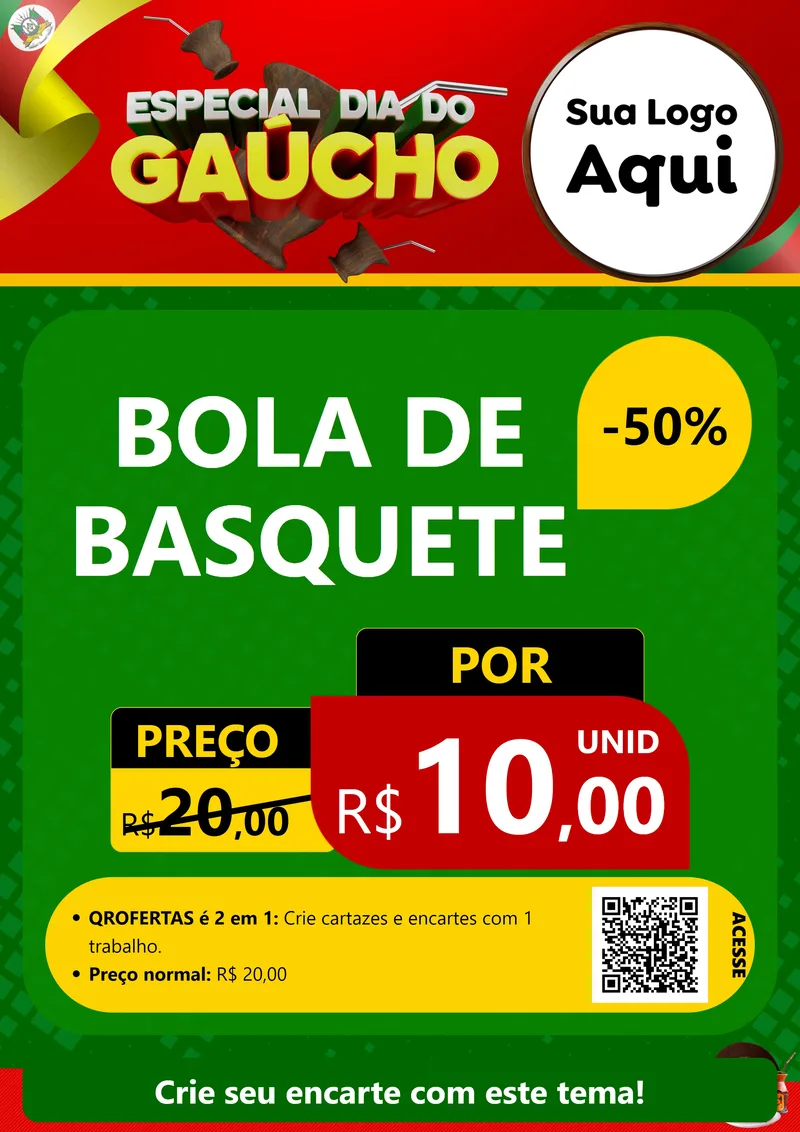 Modelo de Cartaz para Cartaz A4 Vertical com o tema Especial Dia do Gaúcho para Artigos Esportivos