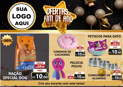 Modelo de Encarte para Encarte A4 Horizontal com o tema Ofertas de Fim de Ano para Pet Shop